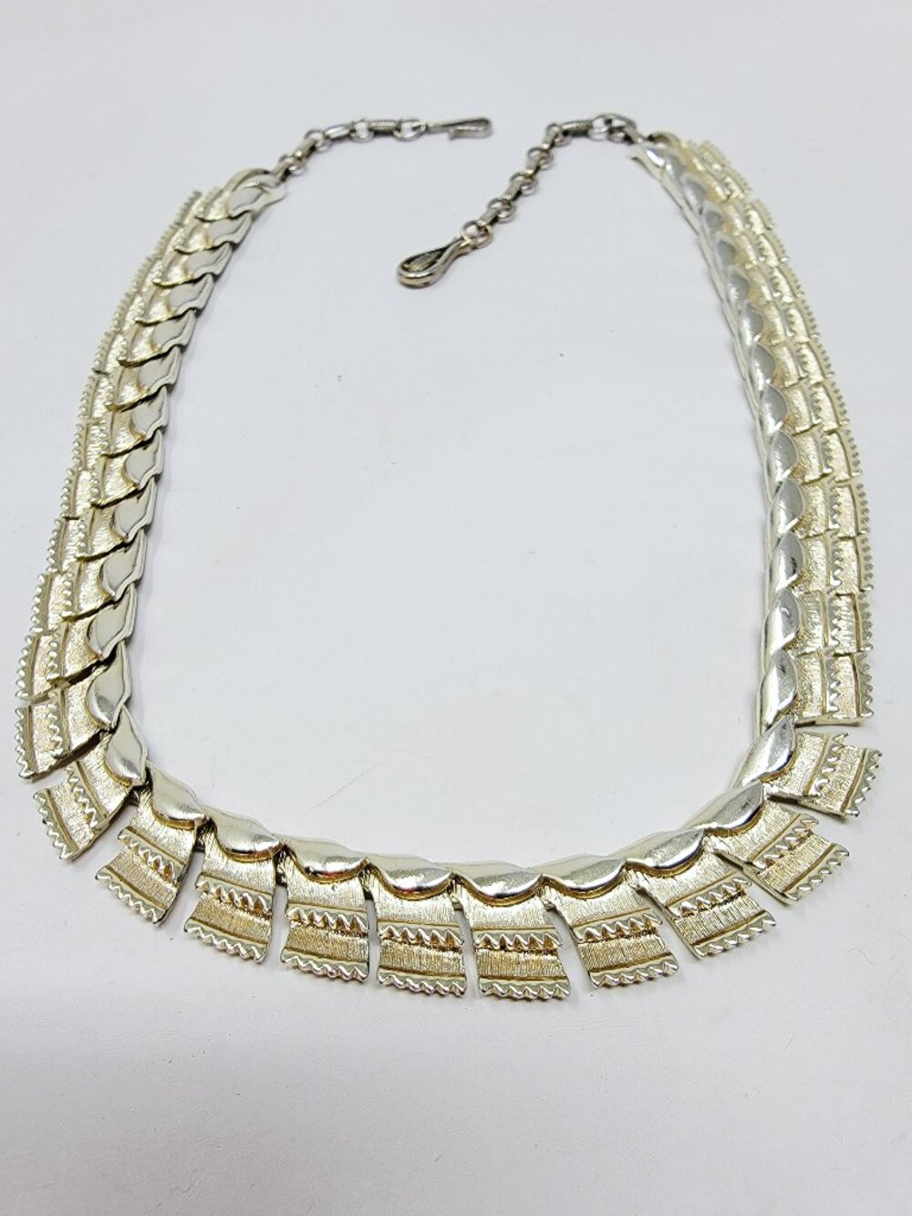 Vintage Coro Gold Tone Geometric Fringe Statement Necklace